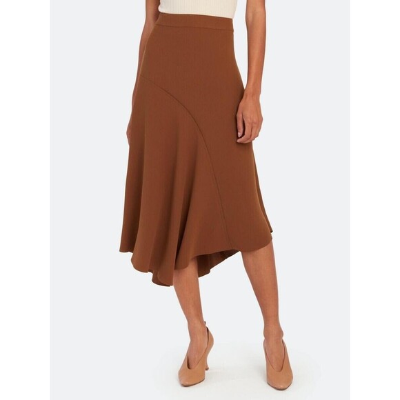 Vince Panelled Asymmetric Midi Skirt NWOT size 2 Chocolate Brown